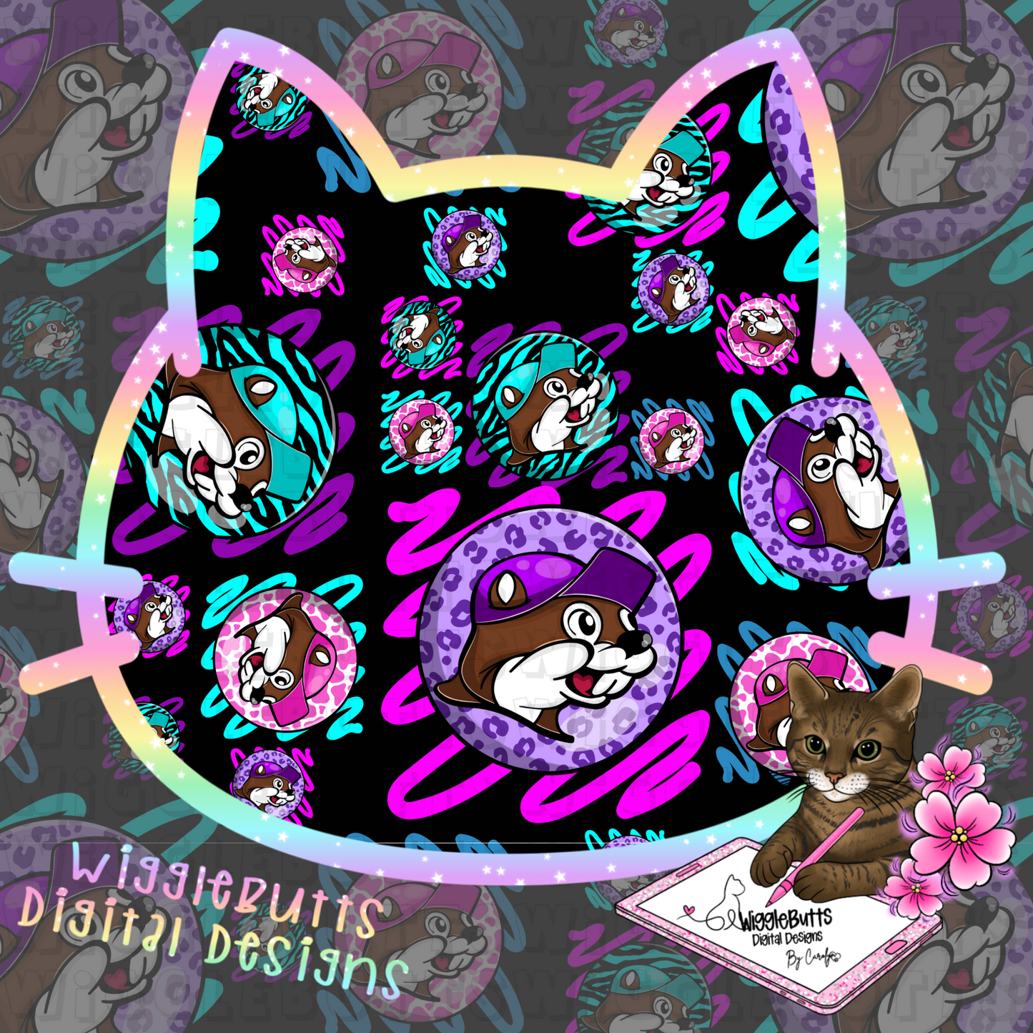 Trendy Beaver Girly Vibes Seamless File PNG Design