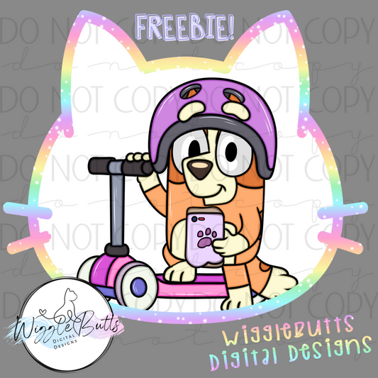 Blue Dog Puppies Scooter ClipArt Piece