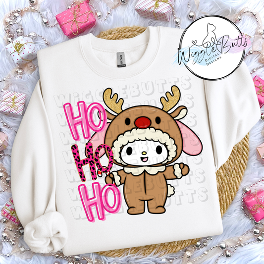 Kitty and Friends Ho Ho Ho Christmas Reindeer PNG Design