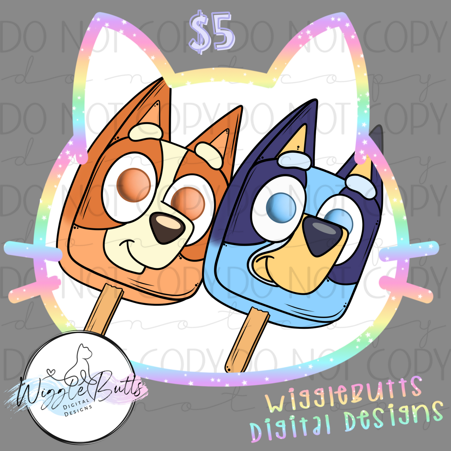 Blue Dog Puppies Popsicles ClipArt Bundle