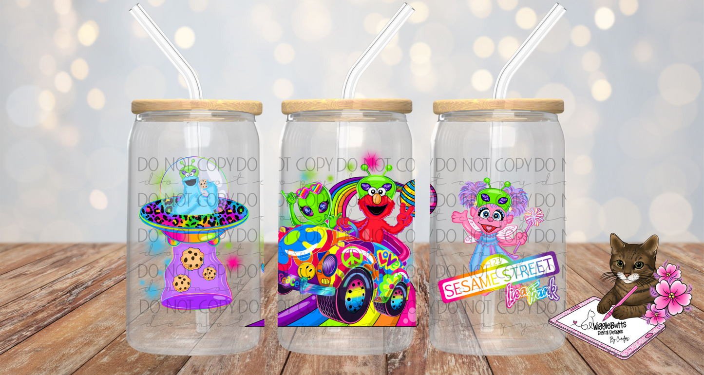 SS LF Mash up 90s Rainbow Style 16oz Cup/Jar Wrap PNG Design