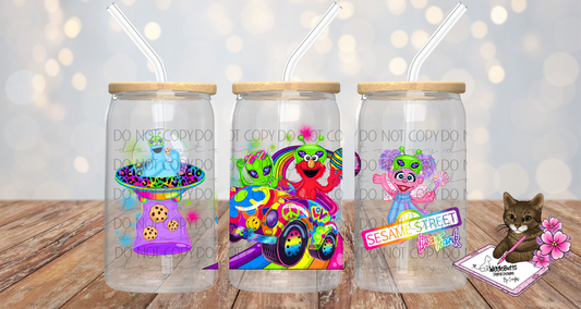 SS LF Mash up 90s Rainbow Style 16oz Cup/Jar Wrap PNG Design