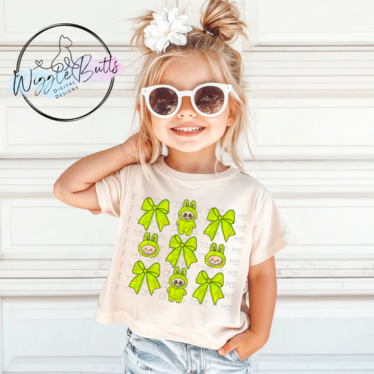 Anime Coquette Little Monsters Green PNG Design