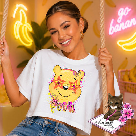 Honey Bear Pink Stars Cheetah Print PNG Design