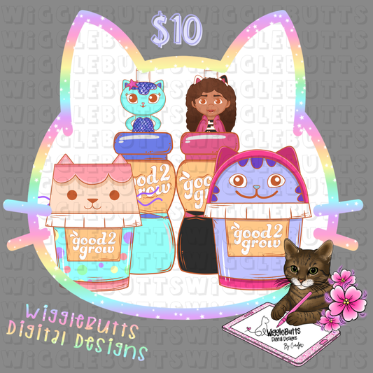 Cat Kitty Dollhouse Juices and Snacks ClipArt Bundle