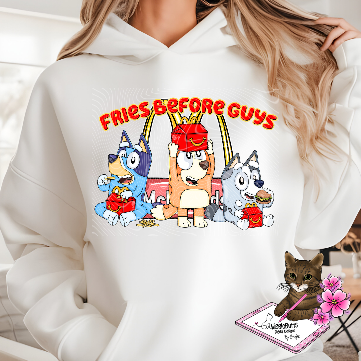 Blue Dog Puppies Kids Meals Fries Before Guys PNG Design