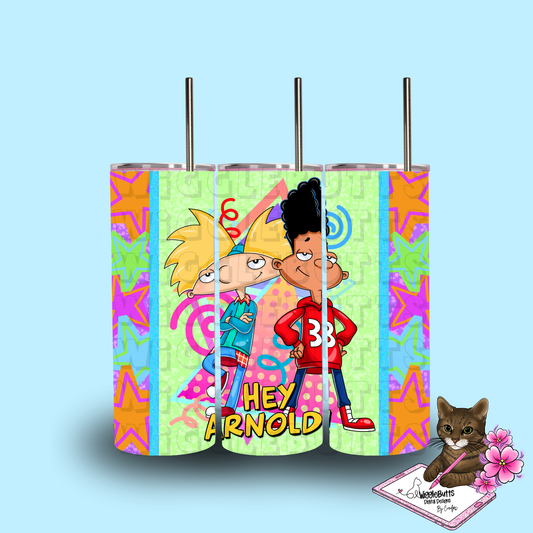 Football Kid Cartoon 20oz Tumbler Wrap PNG Design